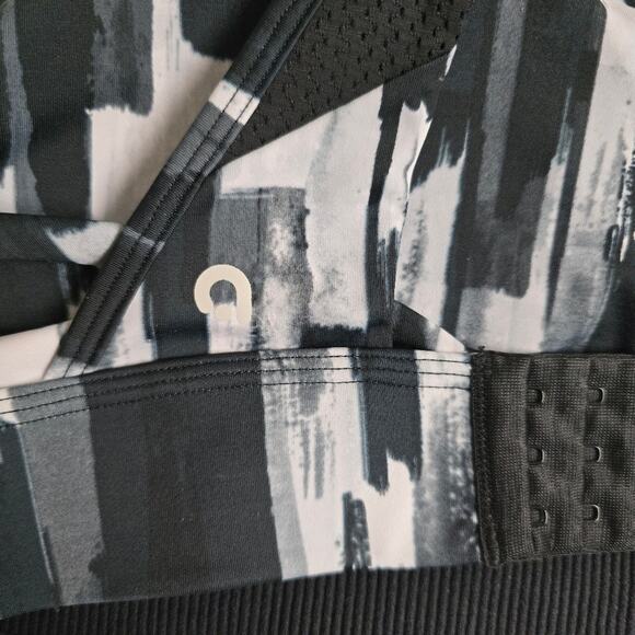 Hyba Black White Gray Sports Bra with Mesh Accents size Medium - Picture 5 of 11